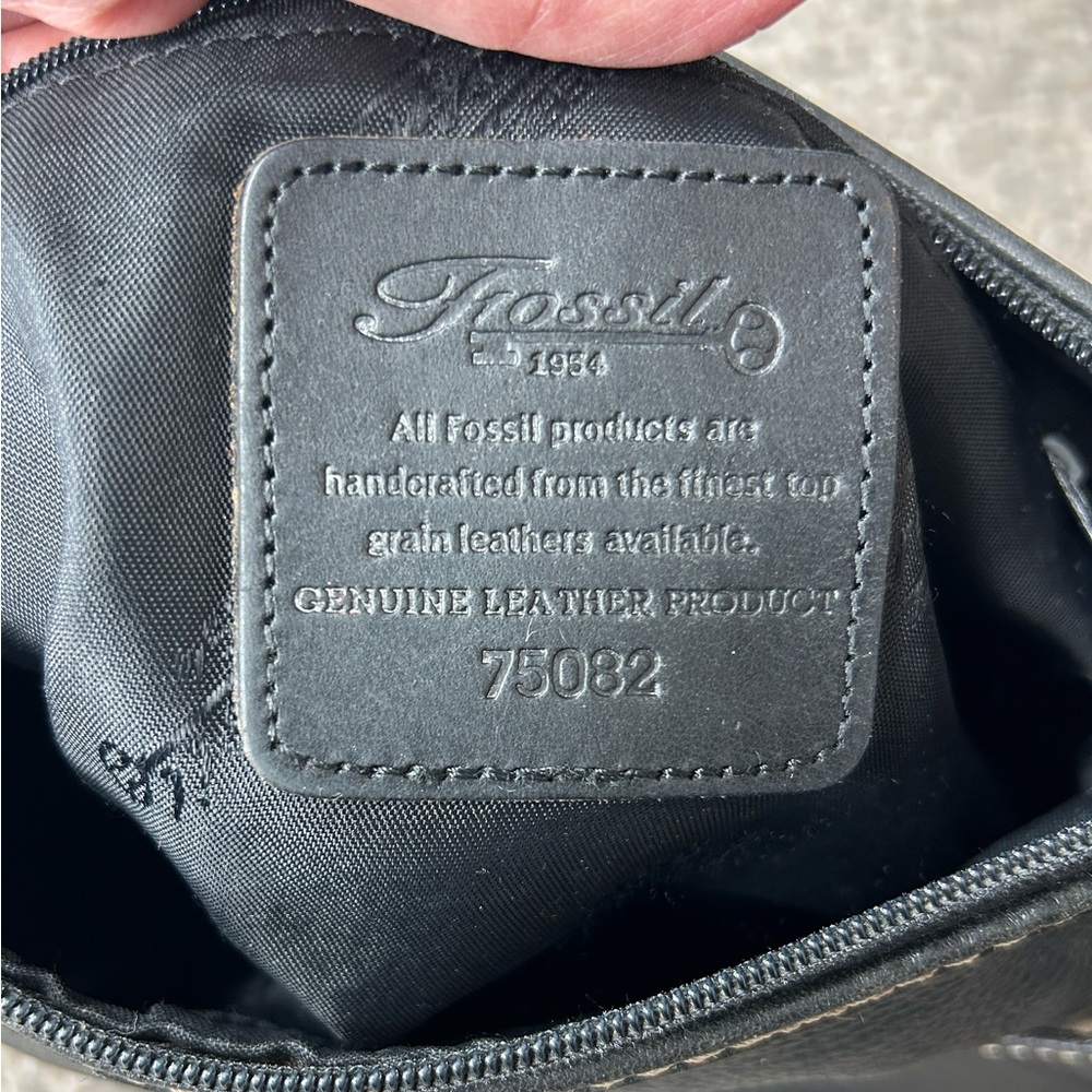 Vintage Fossil Black Pebbled Leather Shoulder Bag #75082 - Picture 7 of 14